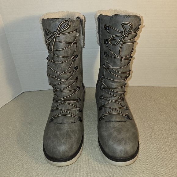 BearPaw Alaska Gray Women's Winter Lace-Up Boots size 8 - Picture 3 of 8